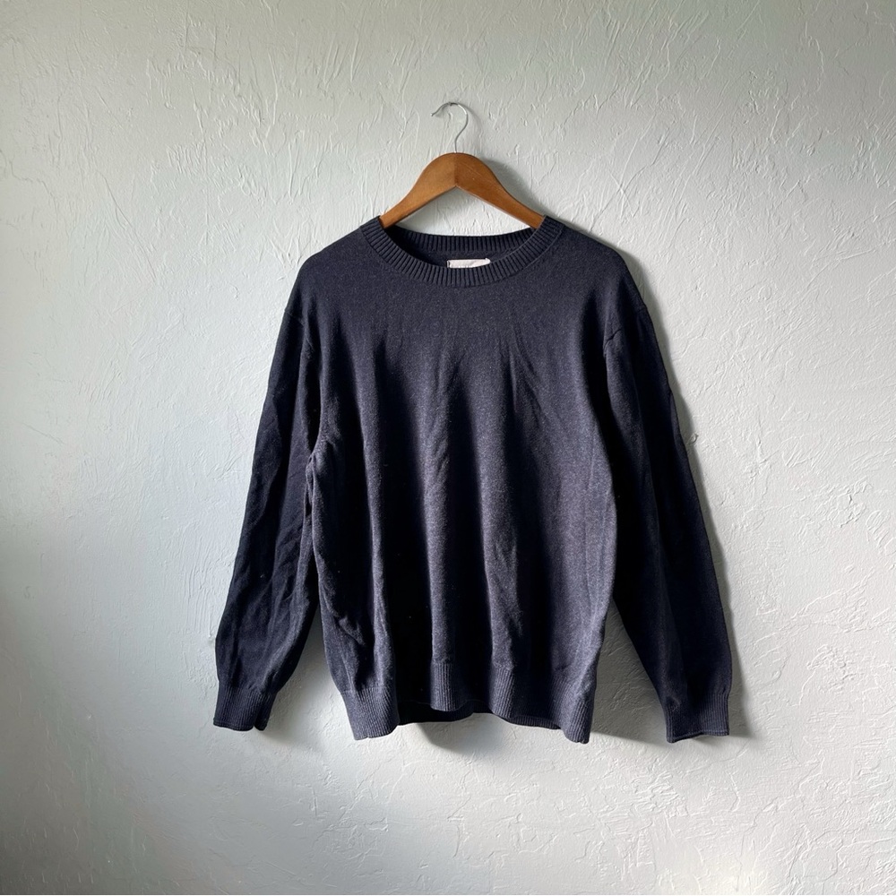 Everlane No-Sweat Heathered Midnight Blue Crew Sweater Men's Size XL